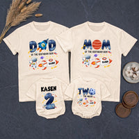 Custom Matching Family Astronaut Birthday Shirts, Two the Moon Toddler Romper & Mom Dad Tees, Soft Cotton for 2nd Birthday Party Outfit