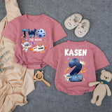 Custom Matching Family Astronaut Birthday Shirts, Two the Moon Toddler Romper & Mom Dad Tees, Soft Cotton for 2nd Birthday Party Outfit