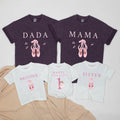 Custom Matching Family Ballet Shirts with Pink Ballet Shoes, 1st Birthday Girl Bodysuit for Baby, Mom, Dad, Siblings, Soft Cotton Outfit