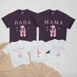 Custom Matching Family Ballet Shirts with Pink Ballet Shoes, 1st Birthday Girl Bodysuit for Baby, Mom, Dad, Siblings, Soft Cotton Outfit