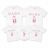 Custom Matching Family Ballet Shirts with Pink Ballet Shoes, 1st Birthday Girl Bodysuit for Baby, Mom, Dad, Siblings, Soft Cotton Outfit