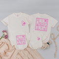 Custom Matching Family Beach Trip Shirts with Pink Tropical Artwork, Soft Cotton Tees & Bodysuits for Kids, Baby, Mom, Dad, Vacation Outfit