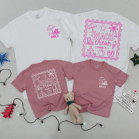 Custom Matching Family Beach Trip Shirts with Pink Tropical Artwork, Soft Cotton Tees & Bodysuits for Kids, Baby, Mom, Dad, Vacation Outfit