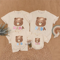 Custom Matching Family Bear Shirts - Soft Cotton First Birthday Outfit for Baby, Toddler, Mom, Dad - Personalized Gift for Milestones