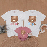 Custom Matching Family Bear Shirts - Soft Cotton First Birthday Outfit for Baby, Toddler, Mom, Dad - Personalized Gift for Milestones