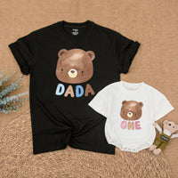 Custom Matching Family Bear Shirts - Soft Cotton First Birthday Outfit for Baby, Toddler, Mom, Dad - Personalized Gift for Milestones