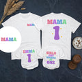 Custom Matching Family Birthday Shirts with Pastel Mama & 1 Design, Girls Just Wanna Be One Baby Romper, Soft Cotton 1st Birthday Outfit