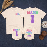 Custom Matching Family Birthday Shirts with Pastel Mama & 1 Design, Girls Just Wanna Be One Baby Romper, Soft Cotton 1st Birthday Outfit