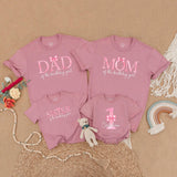 Custom Matching Family Birthday Shirts with Pink Bow Design, Soft Cotton Outfits for Mom, Dad, Baby Girl, 1st Birthday Party Gift