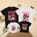 Custom Matching Family Birthday Shirts with Retro 90s Rap Photo Design, Daddy Mommy Kids Outfits, Soft Cotton Tee for Birthday Celebrations