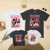 Custom Matching Family Birthday Shirts with Retro 90s Rap Photo Design, Daddy Mommy Kids Outfits, Soft Cotton Tee for Birthday Celebrations
