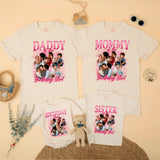 Custom Matching Family Birthday Shirts with Retro 90s Rap Photo Design, Daddy Mommy Kids Outfits, Soft Cotton Tee for Birthday Celebrations