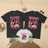 Custom Matching Family Birthday Shirts with Retro 90s Rap Photo Design, Daddy Mommy Kids Outfits, Soft Cotton Tee for Birthday Celebrations