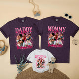 Custom Matching Family Birthday Shirts with Retro 90s Rap Photo Design, Daddy Mommy Kids Outfits, Soft Cotton Tee for Birthday Celebrations