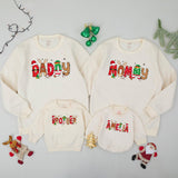 Custom Matching Family Christmas Sweatshirts with Santa and Reindeer Artwork, Soft Cotton Holiday Sweater for Mom, Dad, Kids, or Baby