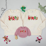 Custom Matching Family Christmas Sweatshirts with Santa and Reindeer Artwork, Soft Cotton Holiday Sweater for Mom, Dad, Kids, or Baby