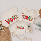Custom Matching Family Christmas Sweatshirts with Santa and Reindeer Artwork, Soft Cotton Holiday Sweater for Mom, Dad, Kids, or Baby