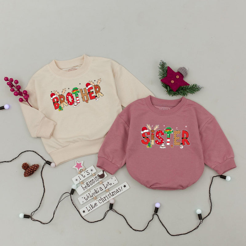Custom Matching Family Christmas Sweatshirts with Santa and Reindeer Artwork, Soft Cotton Holiday Sweater for Mom, Dad, Kids, or Baby