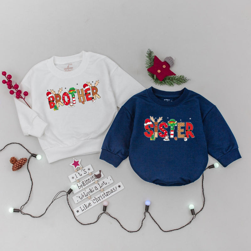 Custom Matching Family Christmas Sweatshirts with Santa and Reindeer Artwork, Soft Cotton Holiday Sweater for Mom, Dad, Kids, or Baby