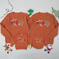 Custom Matching Family Christmas Sweatshirts with Santa and Reindeer Artwork, Soft Cotton Holiday Sweater for Mom, Dad, Kids, or Baby