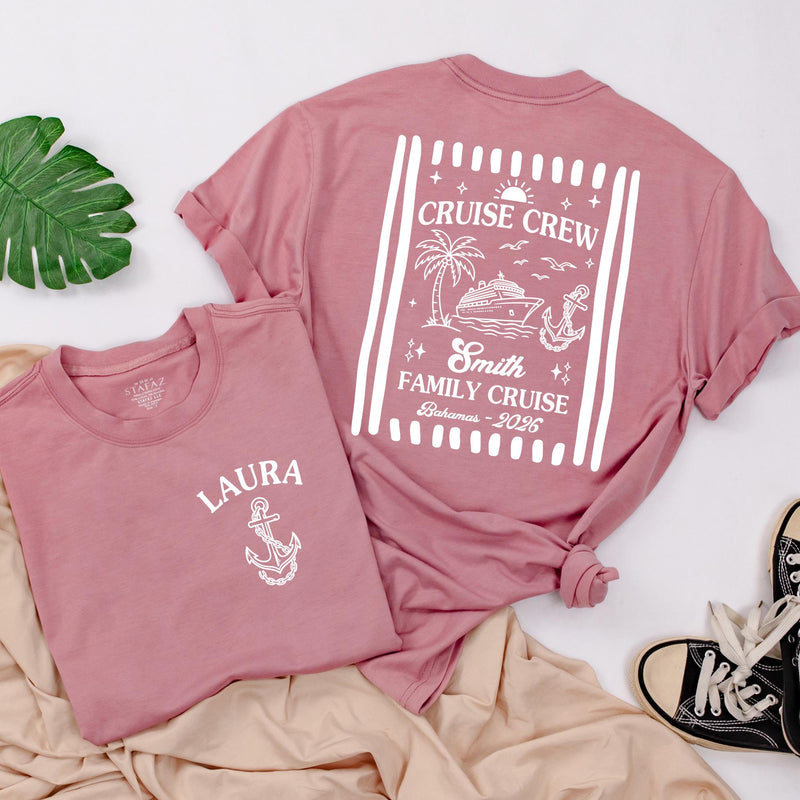 Custom Matching Family Cruise Crew Shirts and Baby Rompers, Vintage Summer 2026 Design, Soft Cotton Tee for Mom, Dad, Kids, and Baby