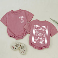 Custom Matching Family Cruise Crew Shirts and Baby Rompers, Vintage Summer 2026 Design, Soft Cotton Tee for Mom, Dad, Kids, and Baby