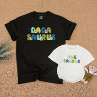 Custom Matching Family Dinosaur Shirts, Mama Saurus, Dada Saurus, One Saurus Romper, Soft Cotton Birthday Outfit for Baby, Toddler, Kids