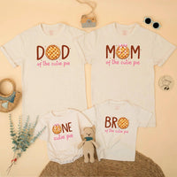 Custom Matching Family Fall Birthday Shirts with Pumpkin Pie Design, Soft Cotton Short Sleeve for Baby, Kids, Mom, Dad, Autumn Outfit