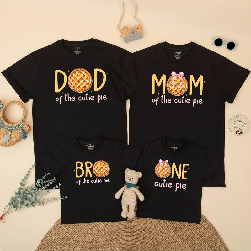 Custom Matching Family Fall Birthday Shirts with Pumpkin Pie Design, Soft Cotton Short Sleeve for Baby, Kids, Mom, Dad, Autumn Outfit