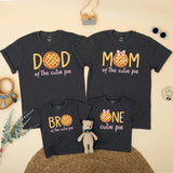 Custom Matching Family Fall Birthday Shirts with Pumpkin Pie Design, Soft Cotton Short Sleeve for Baby, Kids, Mom, Dad, Autumn Outfit