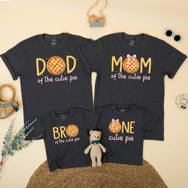Custom Matching Family Fall Birthday Shirts with Pumpkin Pie Design, Soft Cotton Short Sleeve for Baby, Kids, Mom, Dad, Autumn Outfit