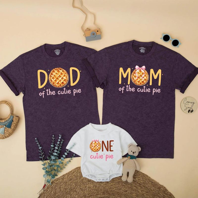 Custom Matching Family Fall Birthday Shirts with Pumpkin Pie Design, Soft Cotton Short Sleeve for Baby, Kids, Mom, Dad, Autumn Outfit