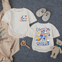 Custom Matching Family First Birthday Shirts, Rocket and Space Theme, Personalized Baby Romper and Parent Tees, Soft Cotton Outfit