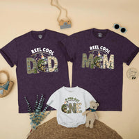 Custom Matching Family Fishing Shirts, Reel Cool Dad Mom Bro One Design, Soft Cotton 1st Birthday Outfit, Fishing Theme Party Tees
