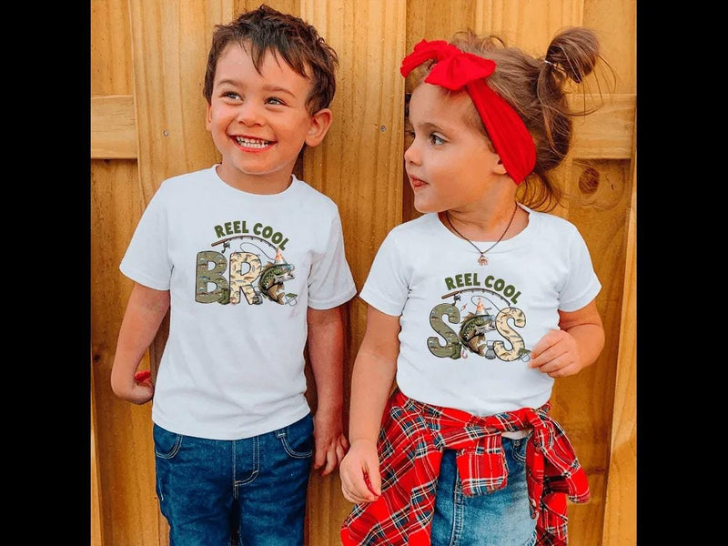 Custom Matching Family Fishing Shirts, Reel Cool Dad Mom Bro One Design, Soft Cotton 1st Birthday Outfit, Fishing Theme Party Tees