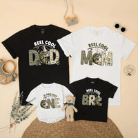 Custom Matching Family Fishing Shirts, Reel Cool Dad Mom Bro One Design, Soft Cotton 1st Birthday Outfit, Fishing Theme Party Tees