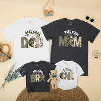Custom Matching Family Fishing Shirts, Reel Cool Dad Mom Bro One Design, Soft Cotton 1st Birthday Outfit, Fishing Theme Party Tees