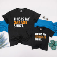 Custom Matching Family Garage Shirts, Father and Son Tees, Daddy and Me Outfits, Vintage Gray Wash, Soft Cotton, Father’s Day Gift