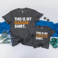 Custom Matching Family Garage Shirts, Father and Son Tees, Daddy and Me Outfits, Vintage Gray Wash, Soft Cotton, Father’s Day Gift