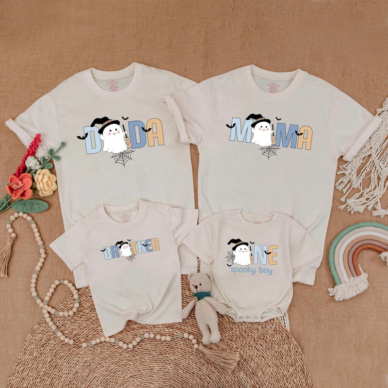 Custom Matching Family Halloween Shirts, Spooky Ghost Design for Baby, Kids, and Adults, Soft Cotton Birthday Outfit or Party Wear