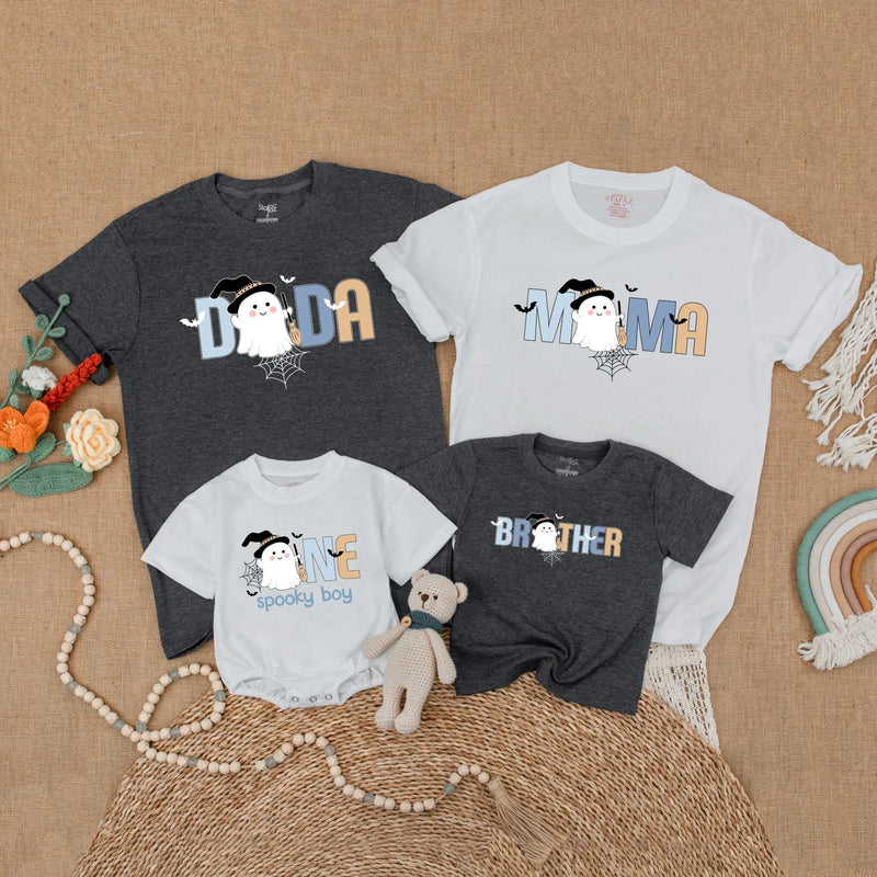 Custom Matching Family Halloween Shirts, Spooky Ghost Design for Baby, Kids, and Adults, Soft Cotton Birthday Outfit or Party Wear
