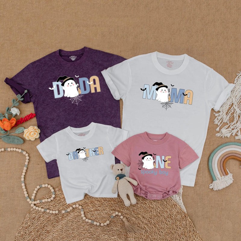 Custom Matching Family Halloween Shirts, Spooky Ghost Design for Baby, Kids, and Adults, Soft Cotton Birthday Outfit or Party Wear