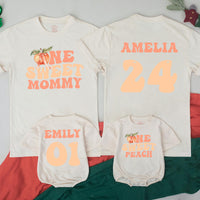 Custom Matching Family Peach Birthday Shirts - One Sweet Peach Design for Baby, Toddler, Kids, Mom, and Dad - Soft Cotton 1st Birthday Outfit