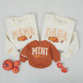 Custom Matching Family Pumpkin Sweatshirts with Mama, Dada, Mini Fall Floral Design, Soft Cotton for Baby, Kids, Parents, Perfect for Autumn