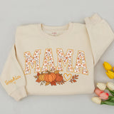 Custom Matching Family Pumpkin Sweatshirts with Mama, Dada, Mini Fall Floral Design, Soft Cotton for Baby, Kids, Parents, Perfect for Autumn