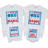 Custom Matching Family Shirts for Baby's First Birthday with Patriotic 'One All American' Design, Soft Cotton Outfit for July 4th Celebrations