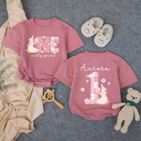 Custom Matching Family Shirts with Silly Goose Artwork for Baby's 1st Birthday, Soft Cotton Romper and Tees, Perfect for Celebrations