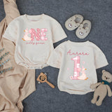Custom Matching Family Shirts with Silly Goose Artwork for Baby's 1st Birthday, Soft Cotton Romper and Tees, Perfect for Celebrations