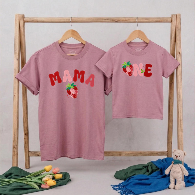 Custom Matching Family Strawberry Birthday Shirts, Sweet One Baby Bodysuit, Mom Dad First Birthday Outfit, Soft Cotton Party Tees