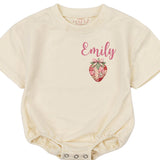 Custom Matching Family Strawberry Shirts and Baby Romper for Berry First Birthday, Soft Cotton Outfit, Personalized Name, Sizes NB–2XL